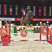 Unterstützung für die Bewerbung als Weltcupstation erhält die Amadeus Horse Indoors GmbH auch von Championatsreiterin Katharina Rhomberg, am Foto mit ihrem WM-Pferd Cuma zu Gast in der Salzburgarena. © Sibil Slejko